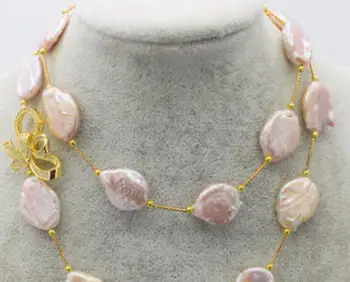 

freshwater pearl reborn keshi pink purple flat necklace wholesale nature 30" 20-24mm