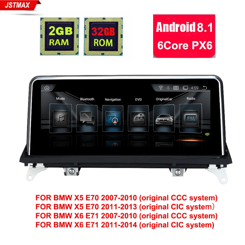 Cheap 10.25" IPS Android 8.1 System Car GPS Navi Screen For BMW X5 E70 X6 E71 2007-2013 Multimedia Player 6 Core CPU 2+32G RAM WIFI 0