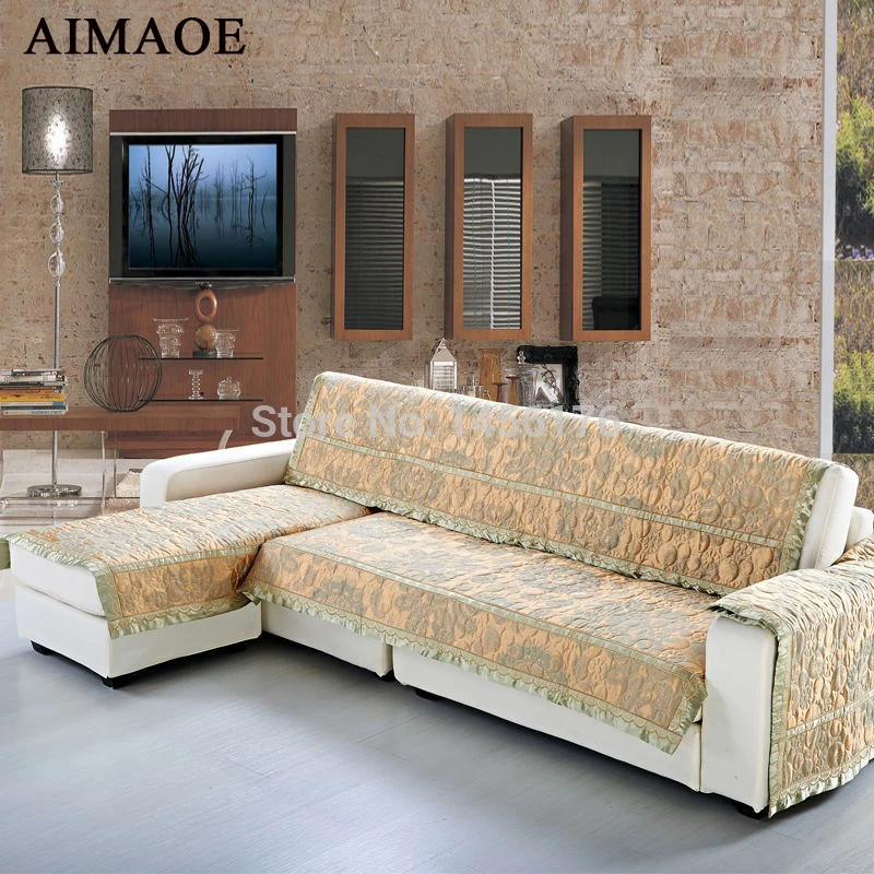 Elegant Jacquard Sofa Cover L Shape Blending Antiskid Slipcover Sofa