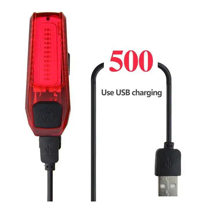 USB перезаряжаемая наружная велосипедная задняя зарядка, Кабельное освещение светодиодная сигнальная лампа COB 300 mAh с кнопкой