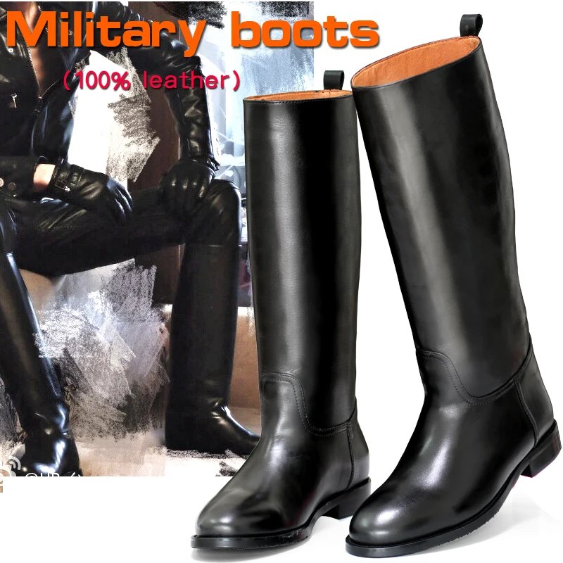 

Men's Cowhide Genuine Leather Work Boots Military Combat Boots Gothic Skull Punk Motorcycle Martin Boots