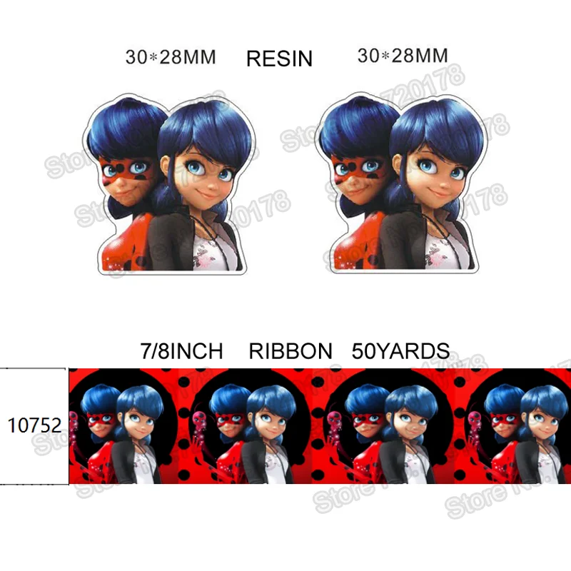

printed cartoon girl grosgrain ribbon and resin sets 7/8inch 50yard ribbon and 50pcs resin 1 sets REB172