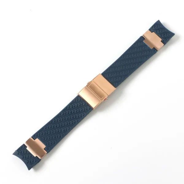 22-20 мм черный коричневый синий водонепроницаемый силиконовый резиновый ремешок для наручных часов ремень для Nardin морской дайвер спортивные часы аксессуары - Цвет ремешка: blue 1 rose gold