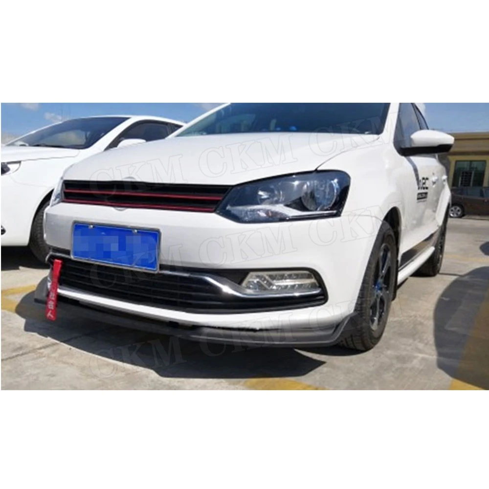 Para Polo ABS coche labio delantero barbilla Spoiler para Volkswagen VW Polo estándar 2014-2019 no para cabeza GT parachoques pala Protector