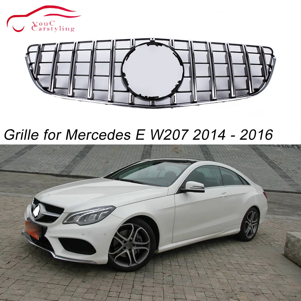 

W207 GT grille Front Bumper GT R GTR Silver Grill Mesh for Mercedes E W207 2014 - 2016 Coupe Convertible E200 E300 E350 E400