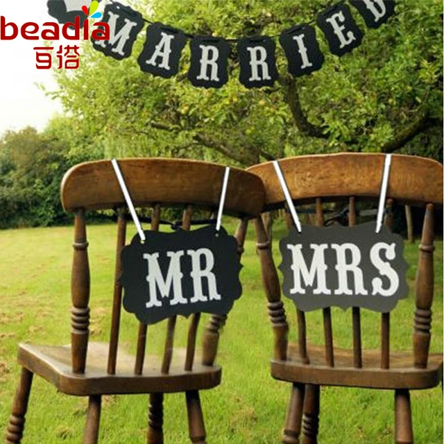 Us 2 69 5 Off 17x27cm Retro Style Mr Mrs Wedding Bridge And Groom Photo Props Kraft Paper Chair Black Flower 1 Pair Lot Yellow Black Colors In