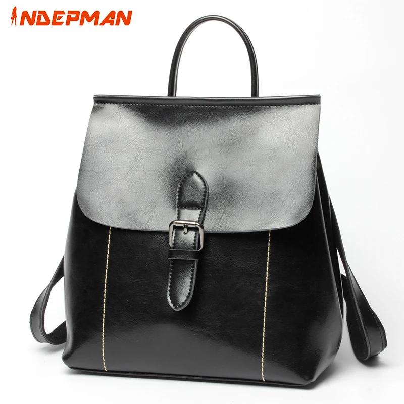 Notebook Mochila Feminina 2017 Genuine Leather Backpack Women Waterproof Small Casual Bag for Teenage Girls Black