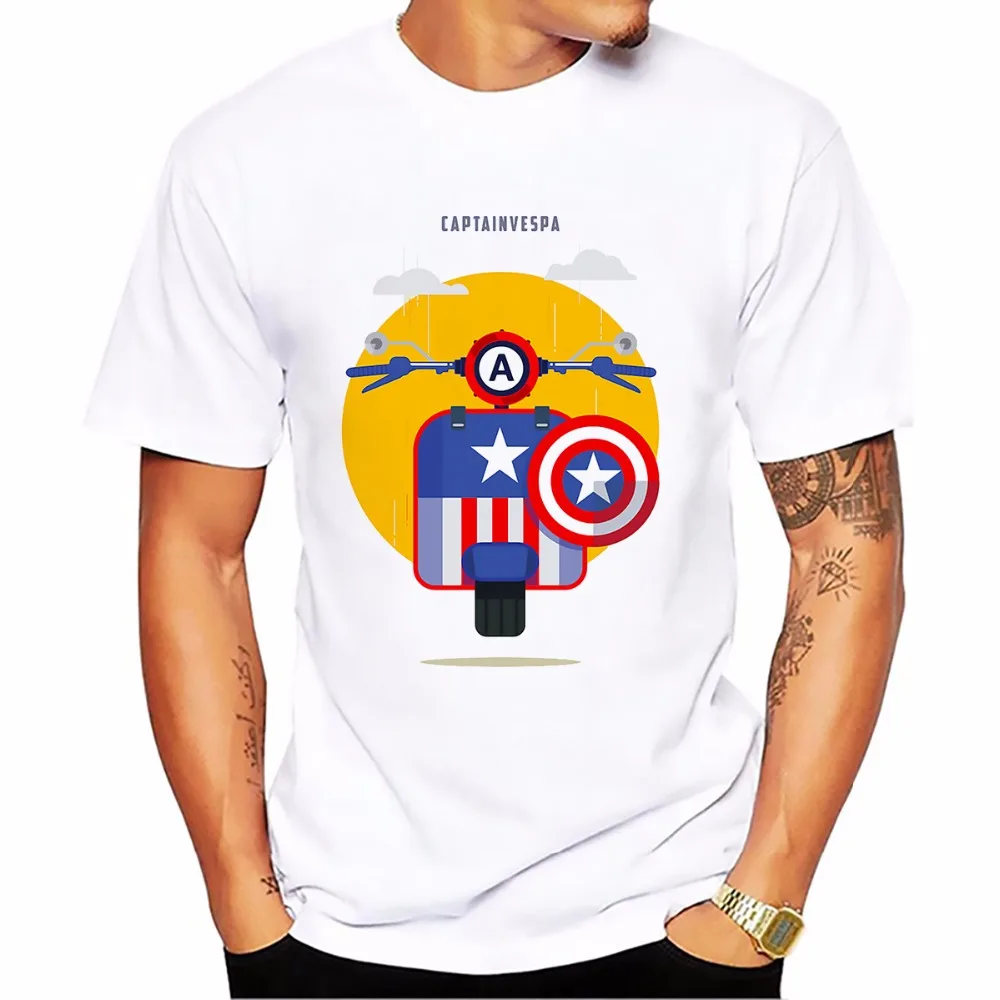 

2018 Summer new vespa super heros funny t shirt men Casual tee shirt homme Comfortable Breathable tshirts Plus Size t-shirts