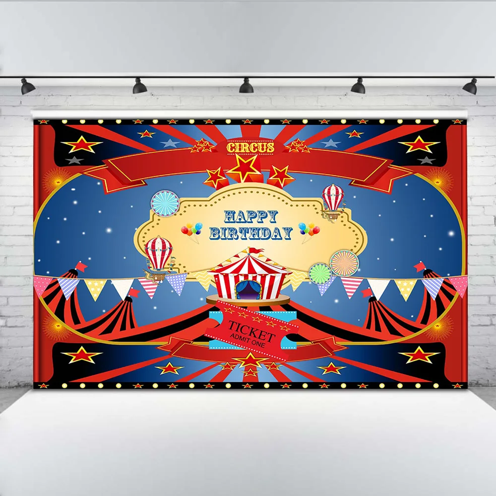 

Red Circus Photo Background Blue and Red Stripes Birthday Party Banner Photography Backdrops Stars Night Sky