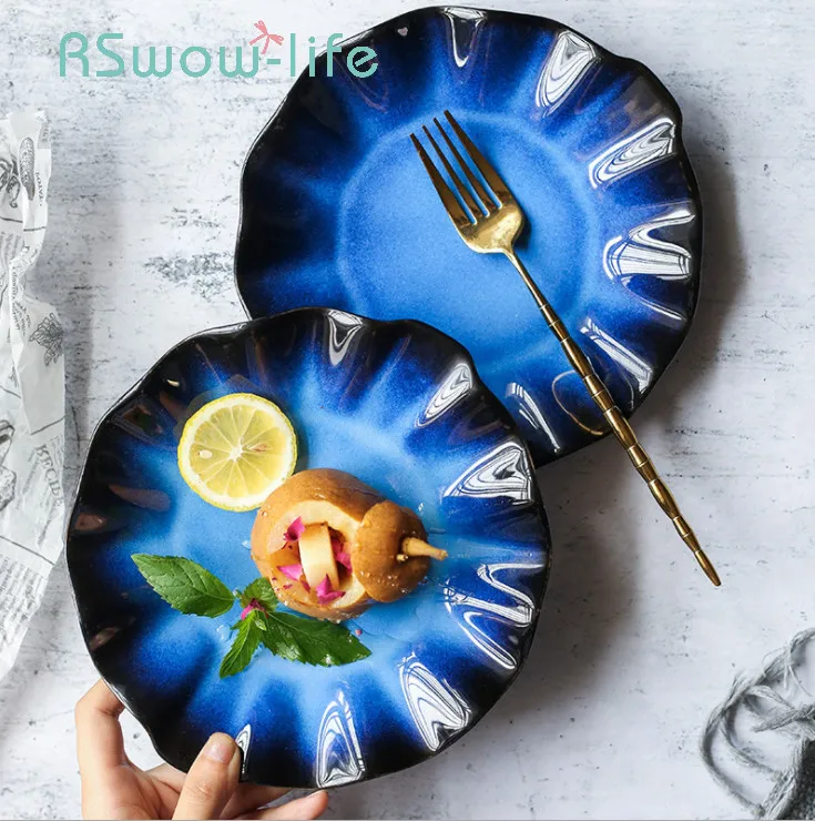Creative Ceramic Plate Dish Lotus Leaf Shape Retro Household Tableware Dishes And Plates Sets Restaurant Supplies Creative Ceramic Plate Dish Lotus Leaf Shape Retro Household Tableware Dishes And Plates Sets Restaurant Supplies