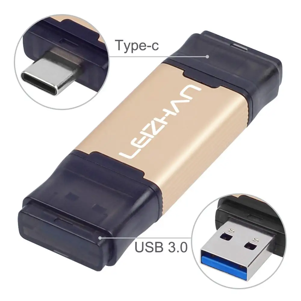 LEIZHAN TYPE-C OTG USB флэш-накопитель 128 ГБ 3 0 быстро Скорость 256 C Photostick флеш-накопитель 16