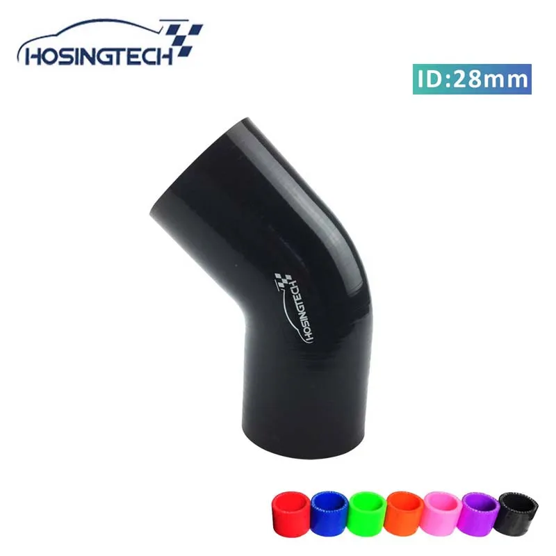 Black 45 degree Silicone Turbo and Coolant Reinforced Hose Elbow ID 40mm