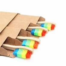 4 шт красочные щетинки головы бамбуковая Зубная Щетка Оптом Экологичная деревянная Радужная бамбуковая зубная щетка для ухода за полостью рта мягкая щетина