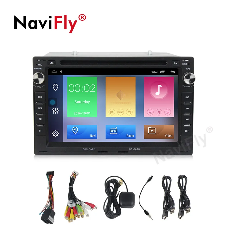 Perfect NaviFly 2 Din 2G+32G Android 9.1 Quad core Car Stereo Multimedia DVD Player GPS for Volkswagen Jetta Golf IV Passat B5 Polo 3
