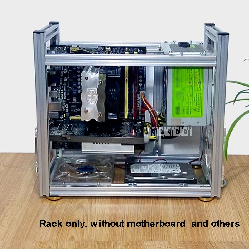 DIY алюминиевый чехол для компьютера Настольный ПК компьютер шасси стойка для ATX материнская плата с USB аудио интерфейс переключатель модуль