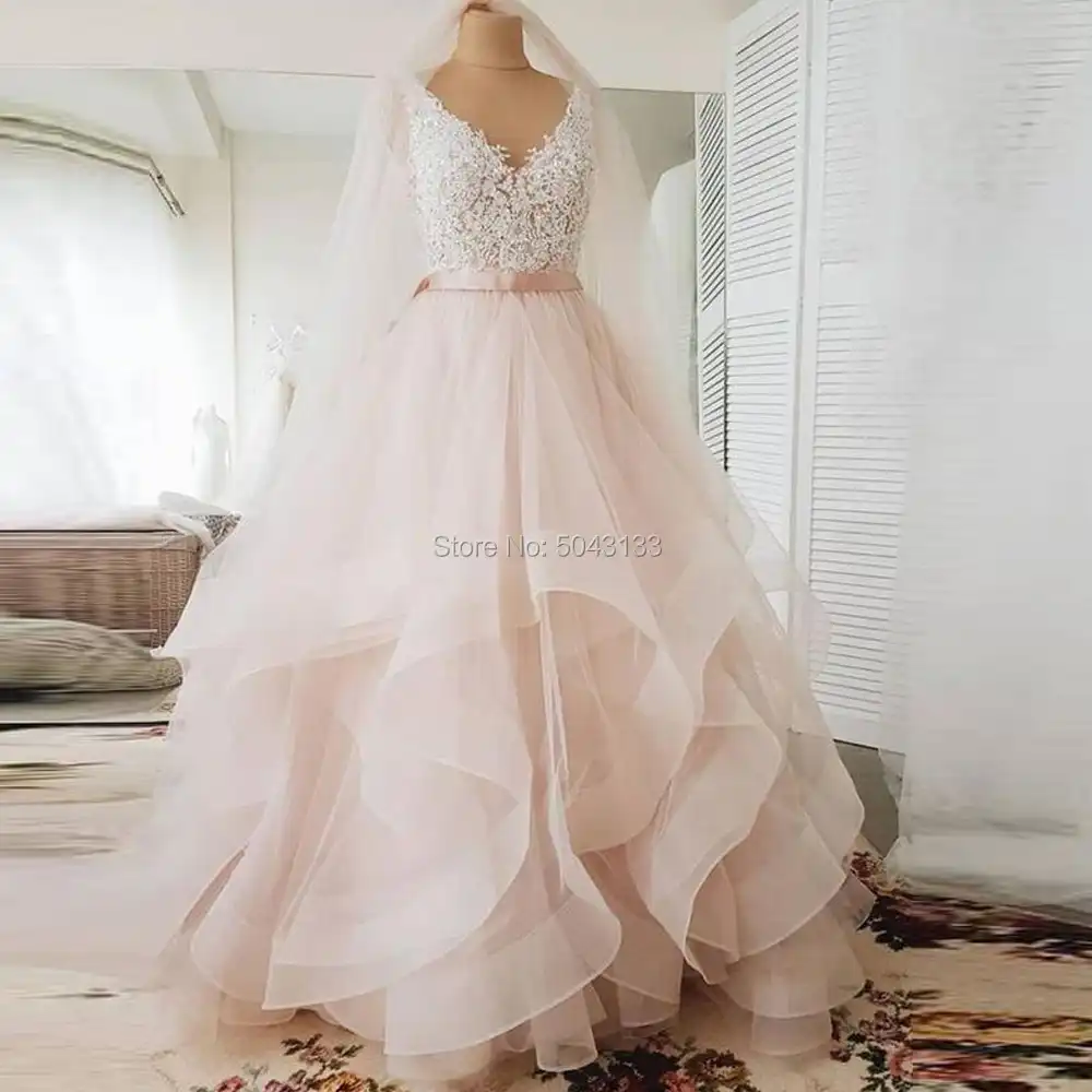 blush ruffle wedding dress off 61 