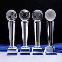 Sports Event Crystal Glass trophies and awards Craft Gift BIY Champions Cup Trophy replic Souvenir For Football Golf Basketball