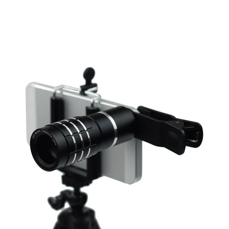 

1 Pcs Universal 10x Mobile Phone Optical Zoom Telescope Telephoto Round Camera Lens With Clip for iPhone 5 5s 6S 6 7 plus Black