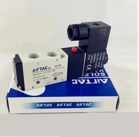 

Free Shipping 1/4" 2 Position 5 Port AirTAC Air Solenoid Valves 4V210-08 Pneumatic Control Valve , 12v 24v 110v 220v