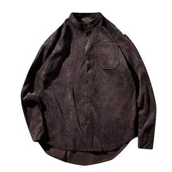 

Vintage Blouse Men Slim Fit Corduroy Shirt Hipster Streetwear Man Shirts Korean Plus Size Casual Fashion Mens Clothing T6V010