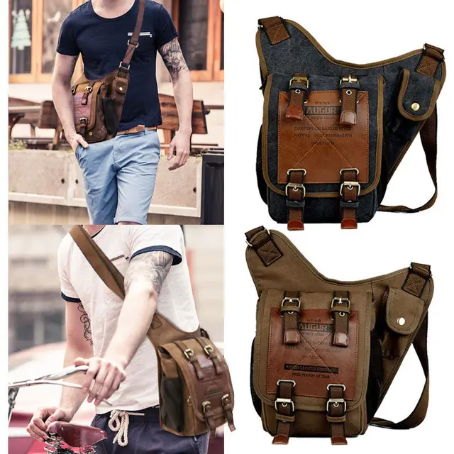 Retro Men S Vintage Canvas Shoulder Military Messenger Bag School Retro Men S Vintage Canvas Shoulder Military Messenger Bag School Travel Bags Chest Leather Patchwork