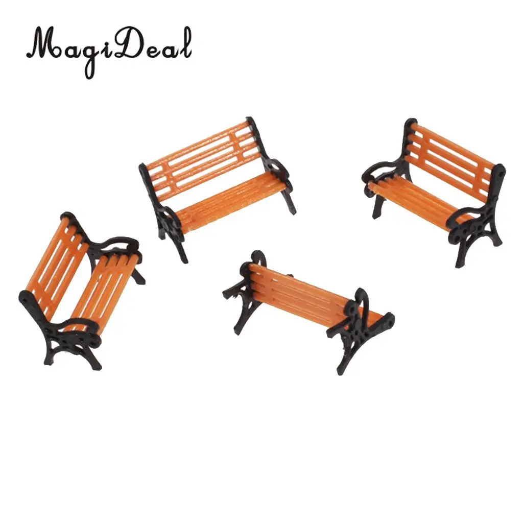 5Pcs/Lot 1:75 Plastic Model Park Bench Model for Garden Station Platform Street Scene Layout Landscape w/ Black Arm