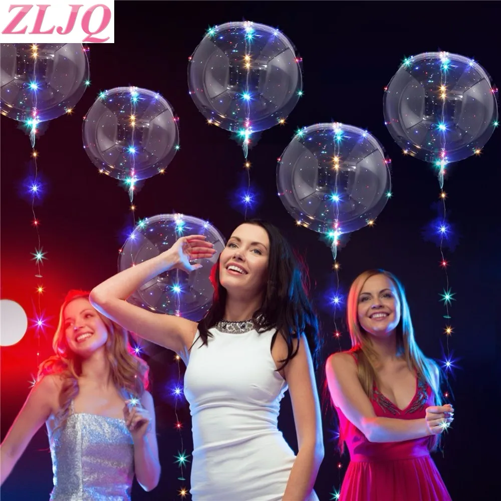 

ZLJQ LEd Balloons LED Lights BoBo Bubble Balloon For Happy Birthday Wedding Valentine Decorations Christmas Party Supplies