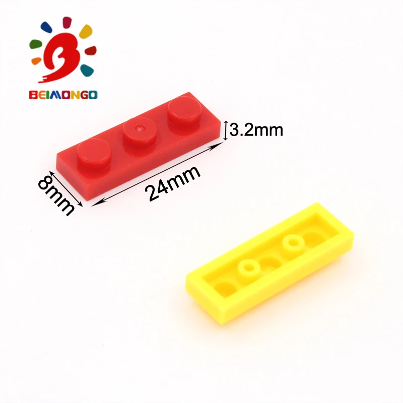 Бесплатная доставка! BEIMONGO конструктор пластина 1x3 строительные блоки 200 шт.