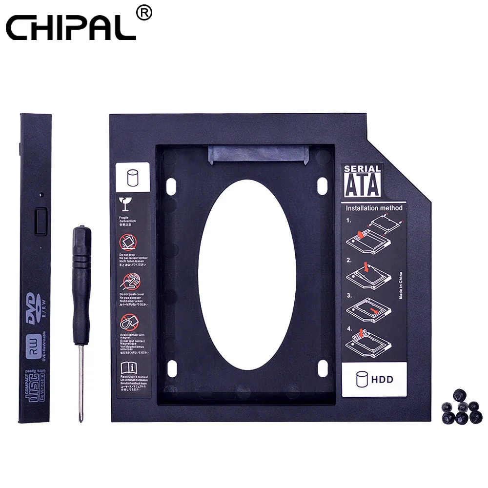 

CHIPAL Universal Plastic 2nd HDD Caddy 12.7mm SATA 3.0 for 2.5'' SSD Case Hard Disk Enclosure for Laptop CD-ROM DVD-ROM Optibay