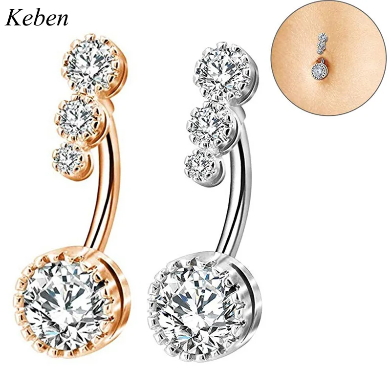 

1 pcs Body Jewelry 316L Steel Belly Piercing Button Rings Punk Clear CZ Round Crystal Navel Rings Belly Jewelry Women
