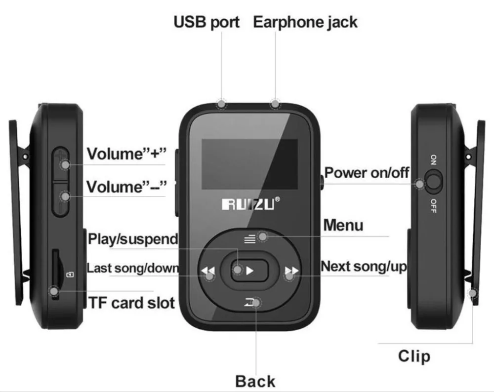 Оригинальный мини mp3 плеер RUIZU X26 с поддержкой Bluetooth 8 ГБ спортивный MP3 музыкальный
