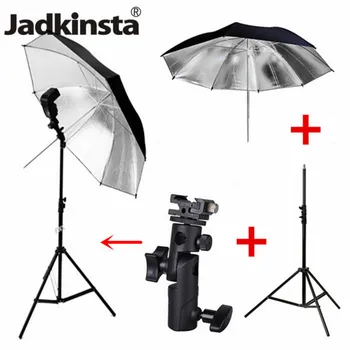 

Jadkinsta 4in1 Photography Lighting Kit Light Stand Tripod + E Type Flash Shoe Bracket + 33 inch Soft and Reflecting Umbrella