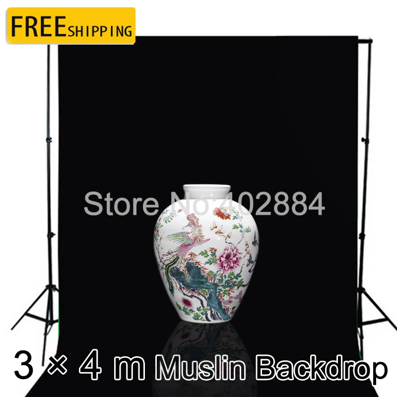 

photographic equipment 3m x 4m 100% Cotton Black Screen Muslin Background Backdrop