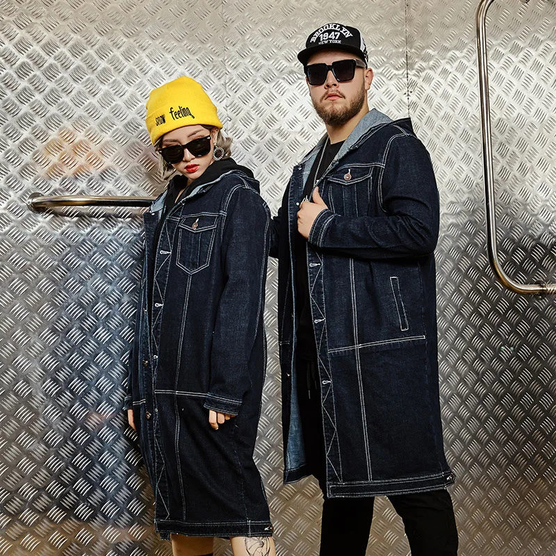 Tide Veste Longue En Denim A Capuche Pour Homme Coupe vent A La Mode Grande Poche Collection Automne Et Hiver Blousons AliExpress