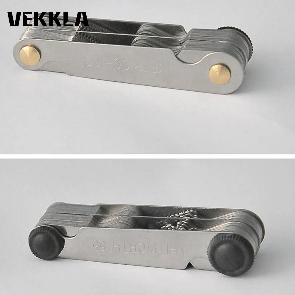 52 Blade stainless steel Screw Thread Measuring Gauge Metric Pitch Cutting Tool 60 Degree W/55 Degree Inch System Measuring Tool 4