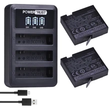 PowerTrust 2 шт. 3,80 В Mijia литий-ионный Батарея+ светодио дный 3 слота USB Зарядное устройство для Xiaomi Mijia мини Action Sports Камера Батарея