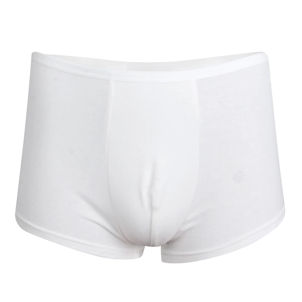 Men Solid White Regular Absorbency Washable Reusable Incontinence   Disposable Briefs Shorts Underwear