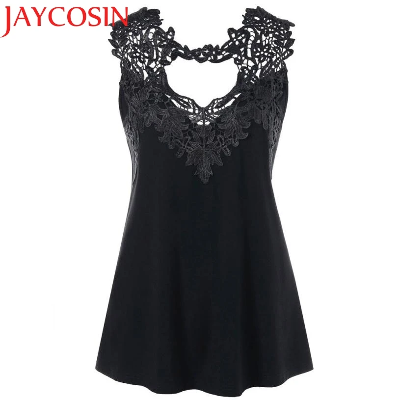  2019 Newly Women's Fashion Casual Lace Crochet Applique Shirt Camisoles For Women Tops Vetement Fem