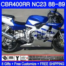 NC23 для HONDA CBR 400RR 400 RR CBR400 RR, синего и серебряного цвета 88 89 90 91 92 93 89HM. 7 CBR400RR 1988 1989 1990 1991 1992 1993 обтекатели