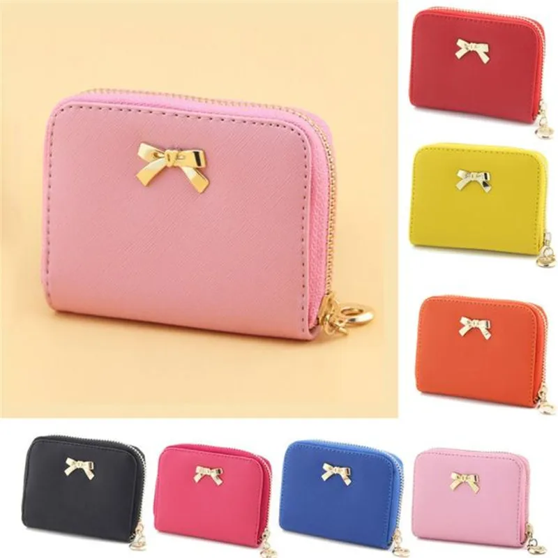 

Women's Fashion Bowknot Zipper Purse Casual Wearable Short Small Fresh Wallet bag