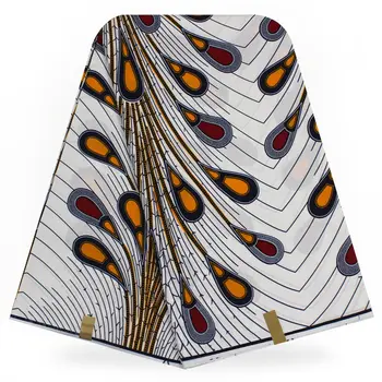 

Beautiful Peacock feathers african wax fabric Veritable Real Print cotton Wax Fabric H180425