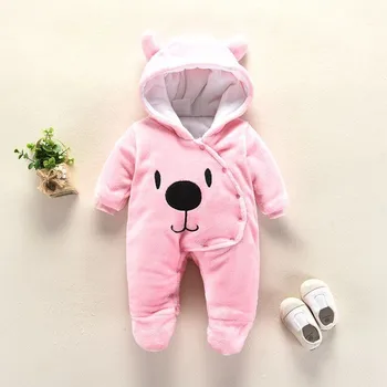 

2018 Cute Cartoon Bear Flannel new born Baby clothes Romper Novelty Cotton boy girl Animal Rompers Stitch