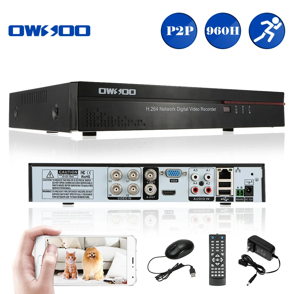 OWSOO 4CH 960 H DVR видео Регистраторы CCTV D1 P2P H.264 безопасности Мини DVR 4CH HD/VGA/видеовыход BNC цифровой видео Регистраторы для CCTV