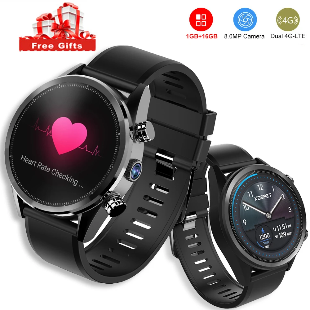 

Kospet Hope Lite 4G LTE Mobile Smart Watch Bluetooth Gps Camera Android 7.1 1.3 Inch Touch Screen IP67 Waterproof Sports Watch