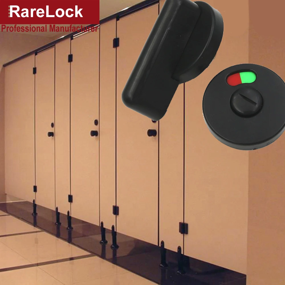 Rarelock MS116 WC Toilet Door Lock Plastic Black Color with Green or