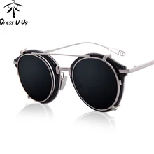 Dressuup новейшая мода круглый Солнцезащитные очки для женщин Для женщин бренд Дизайн Винтаж Для мужчин Съемный объектив Защита от солнца Очки Óculos де золь