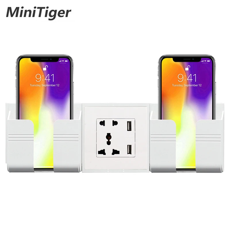 Coswall-Wall-Socket-Phone-Holder-Smartphone-Accessories-Stand-Support-For-Mobile-Phone-Apple-Samsung-Huawei-Two
