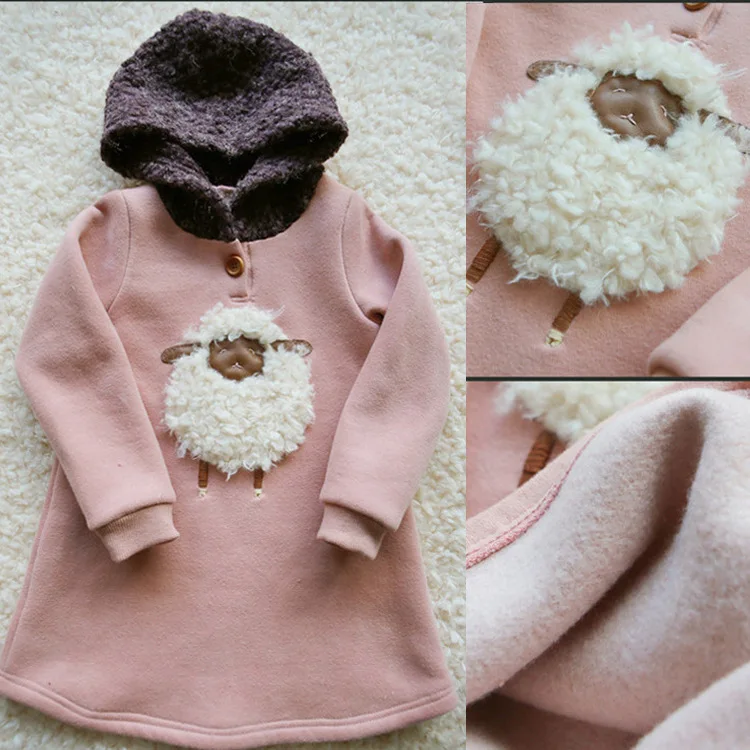 

New Autumn Winter Girl Short Dress Cotton Long Sleeve Children Hooded Dress Kids Dresses for Girls Fashion Girls Clothing