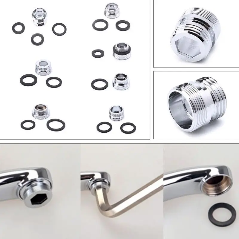 YiHao Adaptador de Ahorro de Agua Rosca Exterior Grifo Conector aireador Metal 16 Mm 18 Mm 19 Mm 20 □□ Mm 21 Mm 22 Mm 24 mm m/ás Largo Adaptador Purificador de Grifo Aire Adaptador de Conector