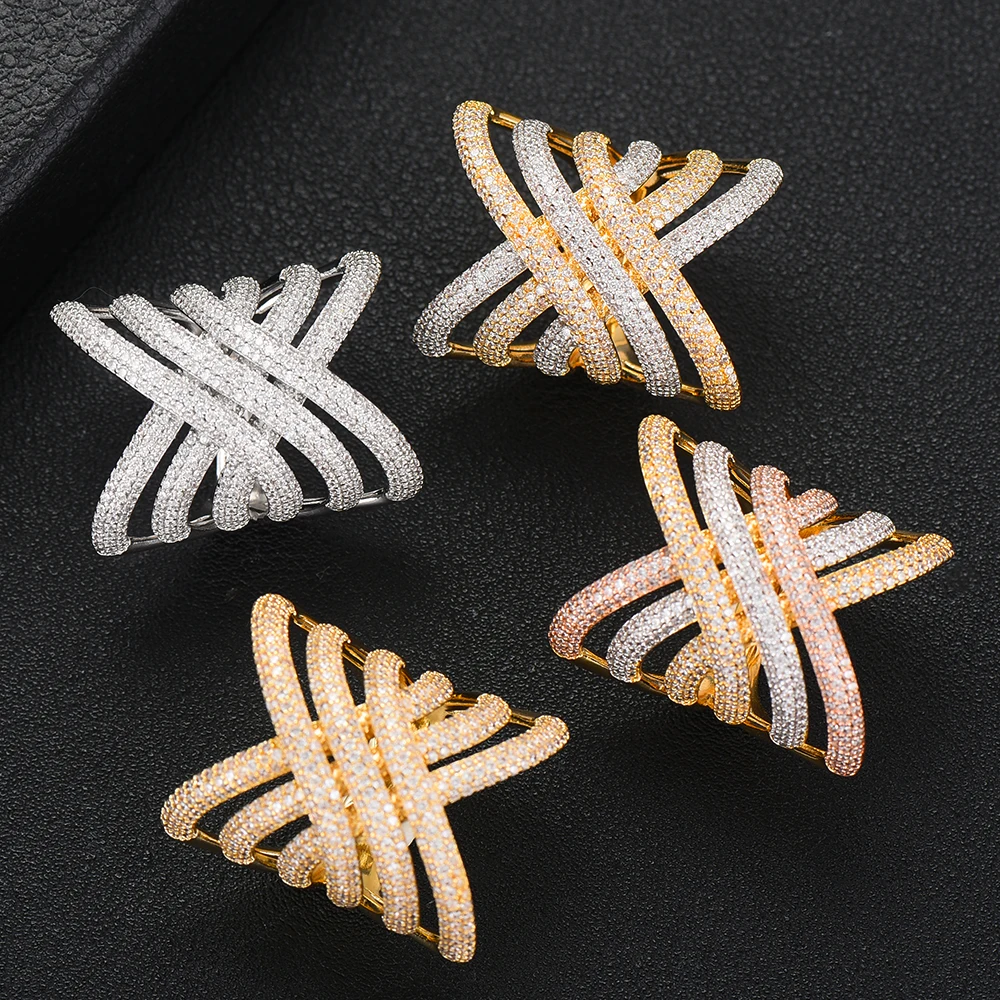 

GODKI Exclusive Cross Wide Big Statement Rings for Women Wedding CZ Finger Rings Beads Charm Ring Bohemian Beach Jewelry 2019